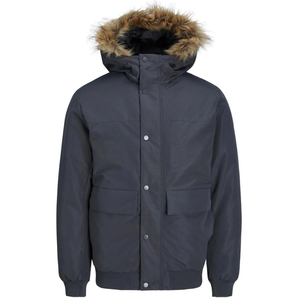 12236822 JJCHAMP BOMBER JACKET FAUX FUR ASPHALT