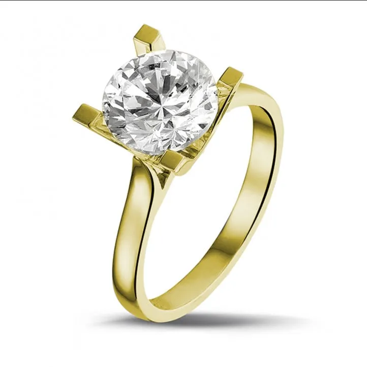 2.50 quilates anillo solitario diamante en oro amarillo 