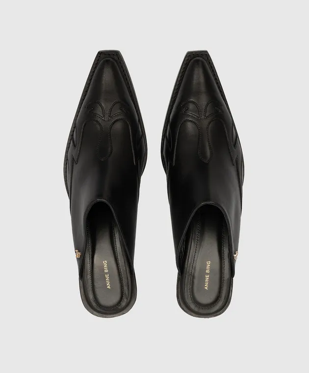 Anine Bing Tania black leather mules