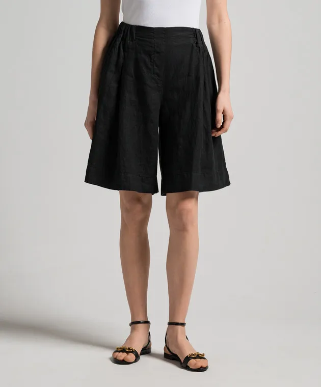 ANNECLAIRE Black linen shorts