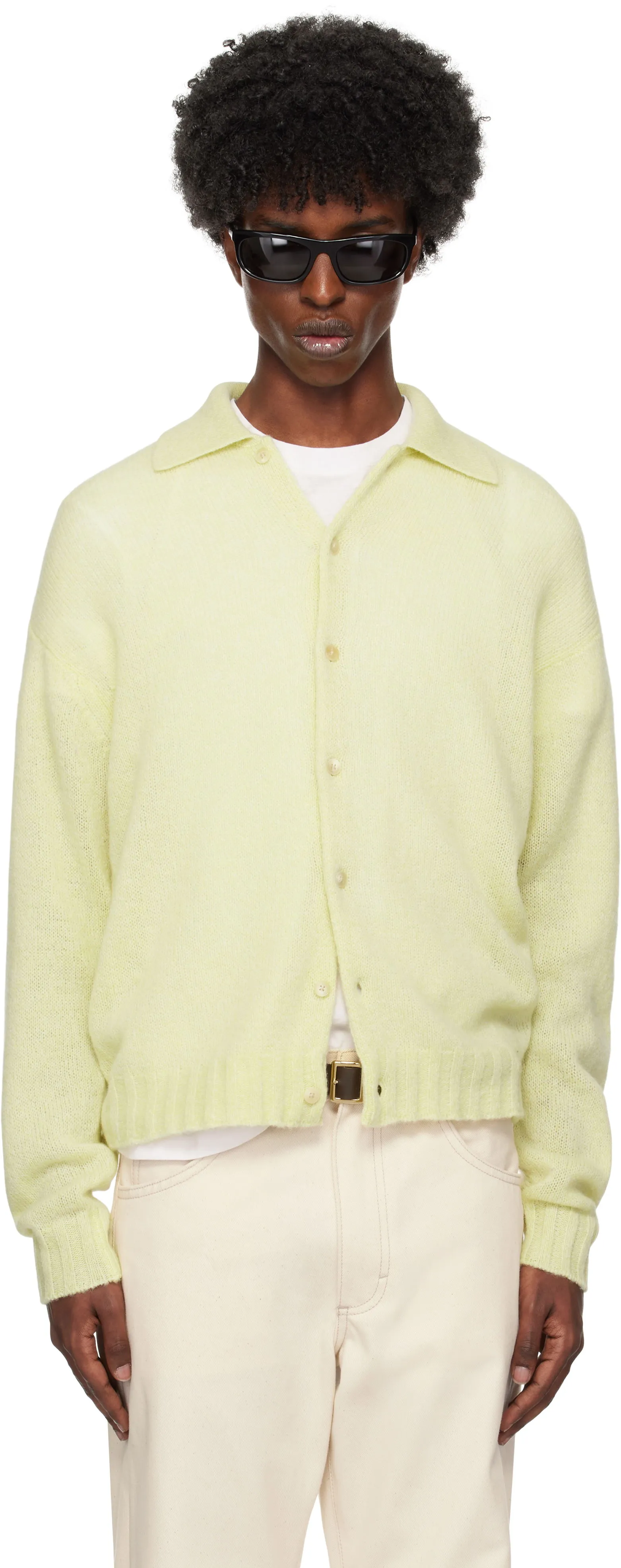 AURALEE Shetland Wool Cashmere Knit Cardigan