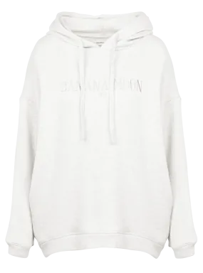 BRADLEY CREAMY - Sudadera con capucha bordada en blanco