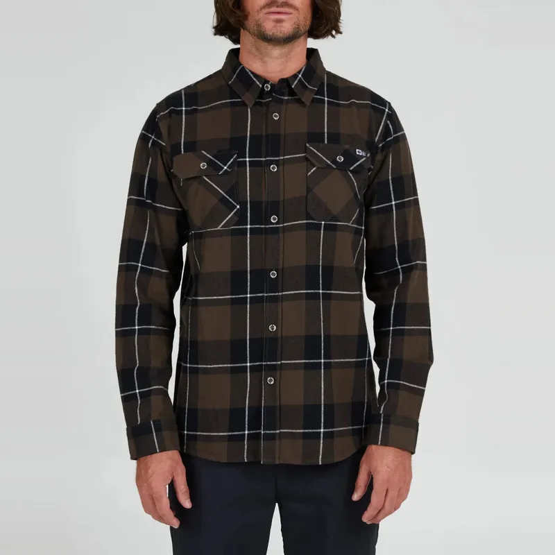 Camisa Salty Crew: First Light Flannel (Black Brown)