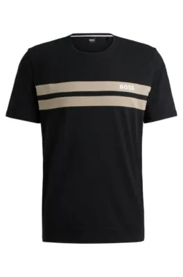 Camiseta de pijama de algodón con rayas y logo