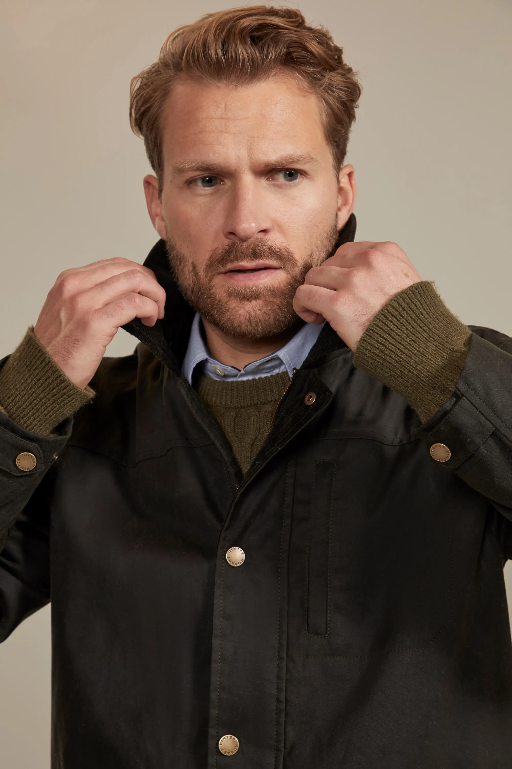 Darlington chaqueta con capucha de algodón encerado para hombre