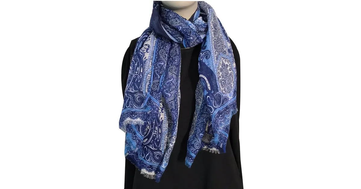 Etro Bufanda Blanco Azul 