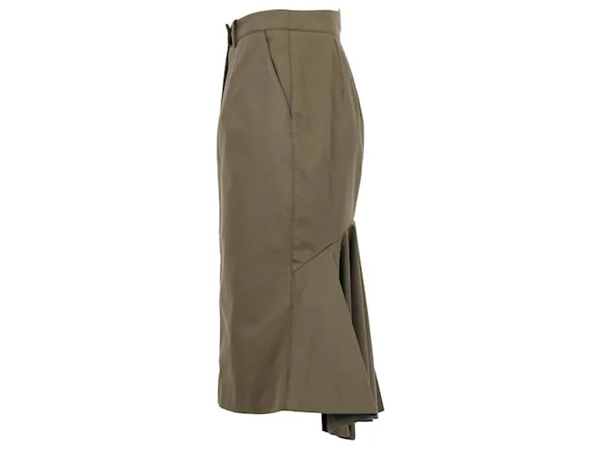 Falda acampanada hasta la rodilla de Alexander McQueen en algodón verde caqui 