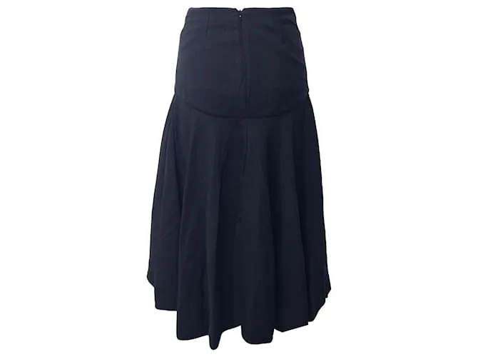 Falda midi plisada asimétrica en lana negra de Alexander McQueen Negro 