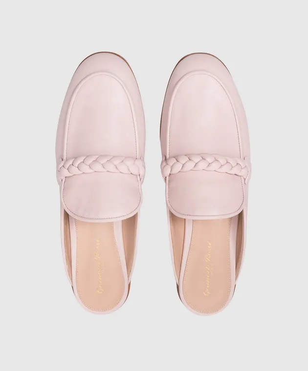 Gianvito Rossi Belem pink leather mules