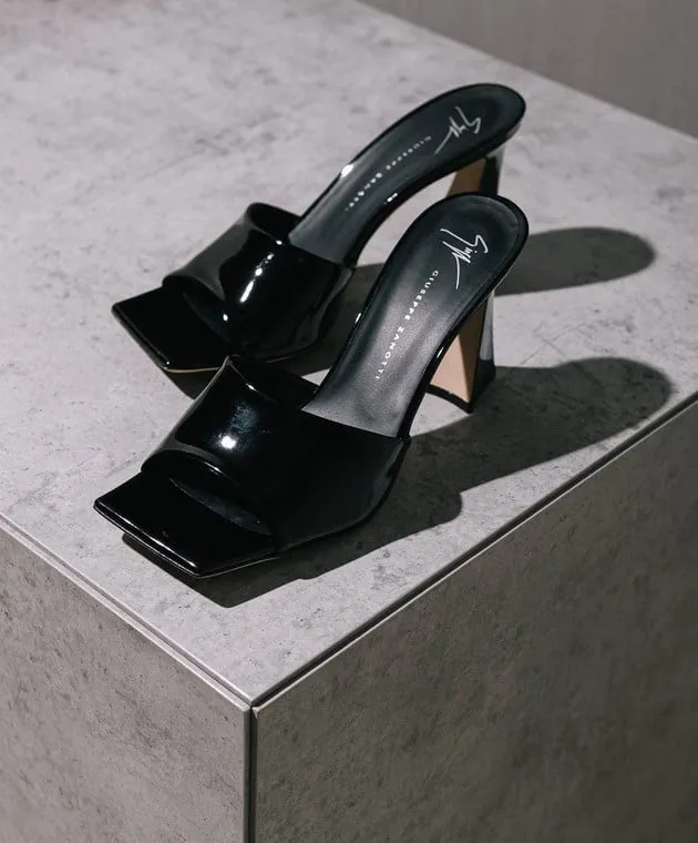 Giuseppe Zanotti Solhene black patent leather mules