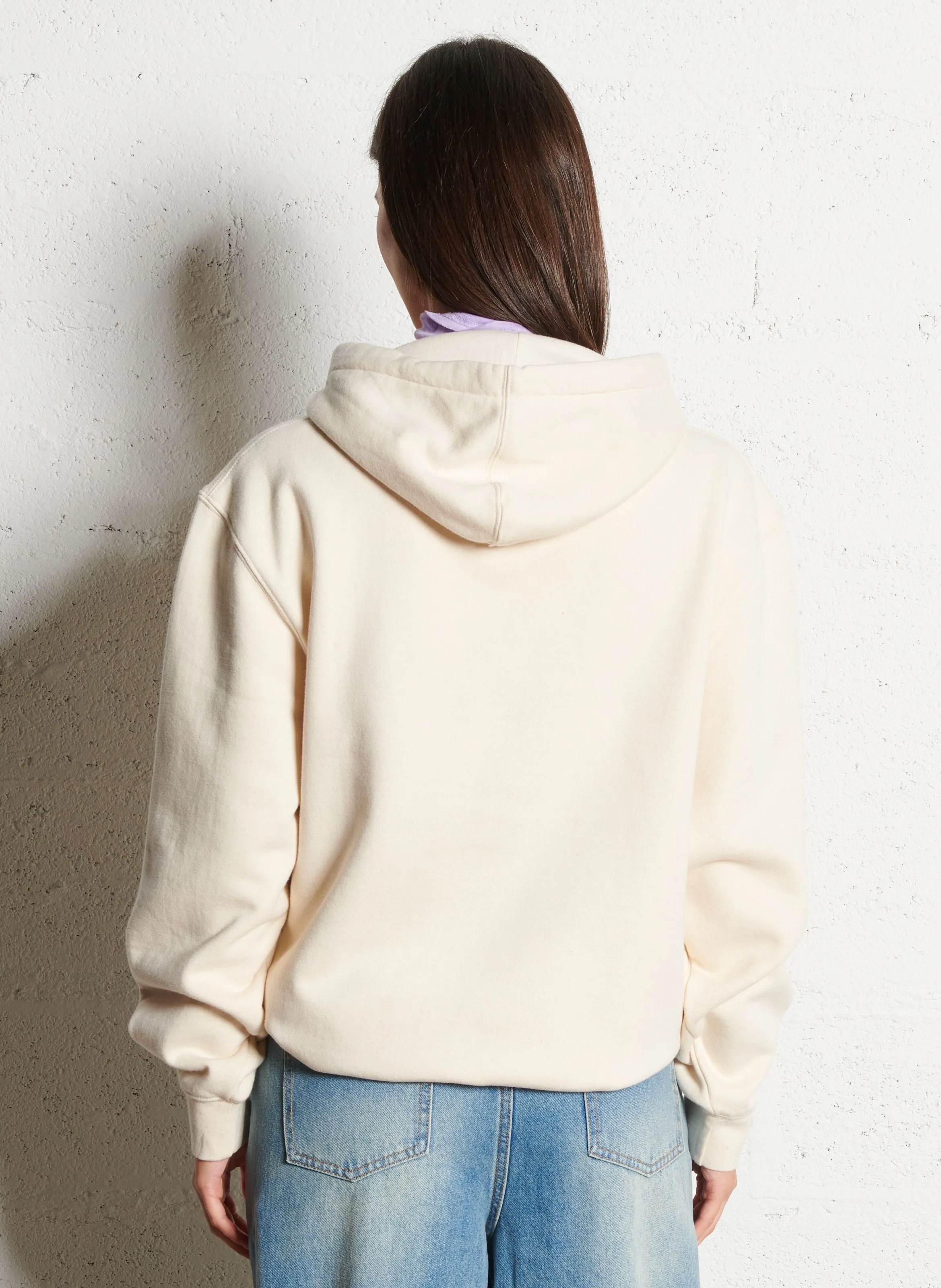 JAGGER BUBBLE - Sudadera holgada con capucha serigrafiada en mezcla de algodón en beige