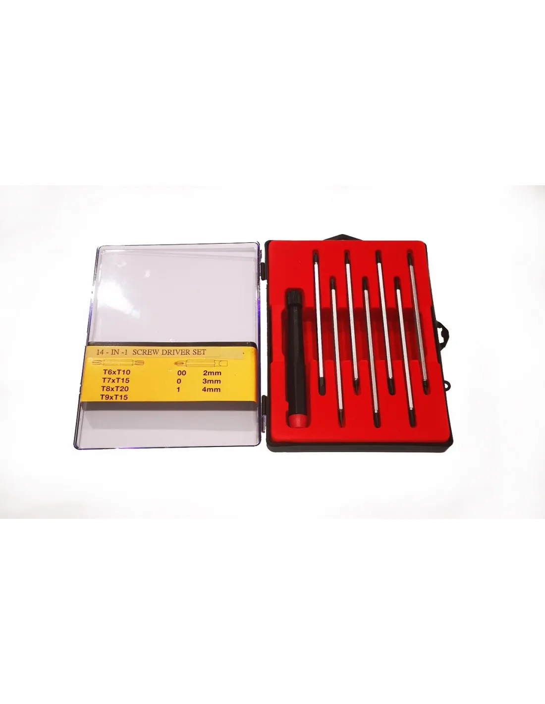 JUEGO DE DESTORNILLADORES DE PRECISION CON VARILLAS REVERSIBLES 14 PUNTAS