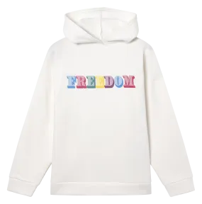 LIGNER - Sudadera de mezcla de algodón serigrafiada con capucha en beige