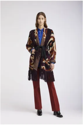 maxi cardigan con flecos optical waves