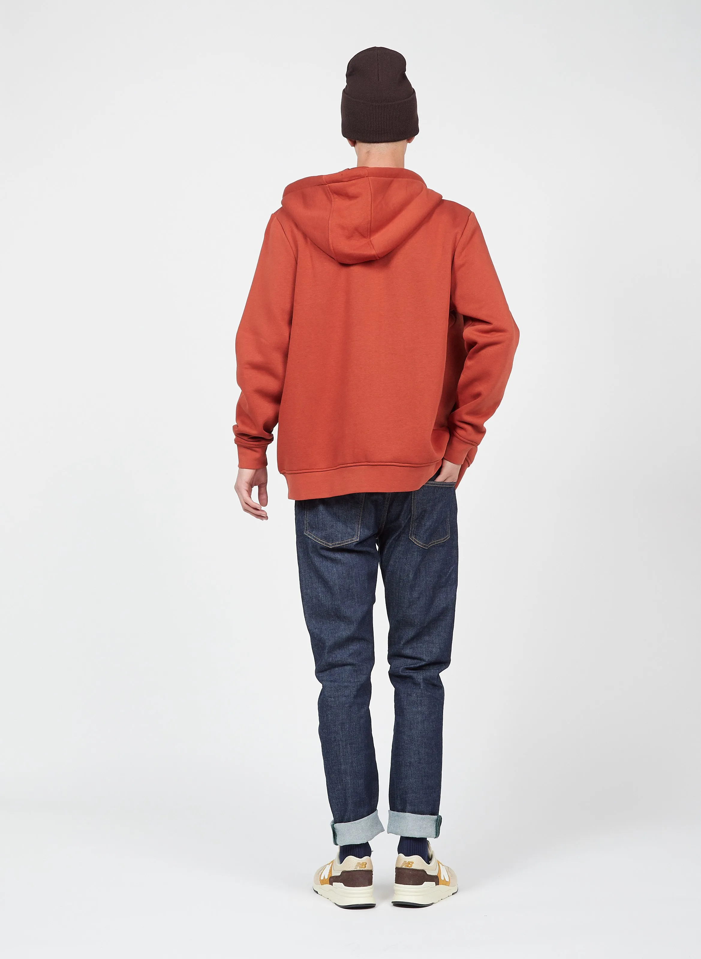 MESNIL - Sudadera regular fit de mezcla de algodón orgánico bordada con capucha en rojo