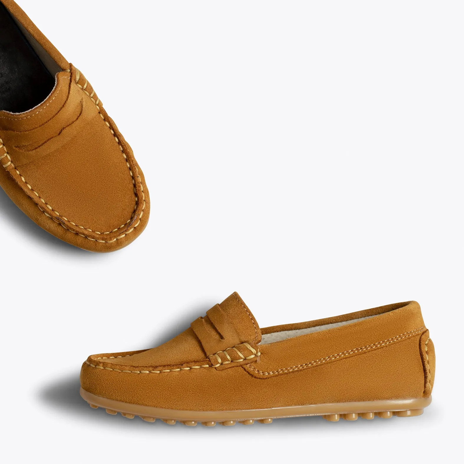 MOCASÍN Mocasines CAMEL para niños de piel