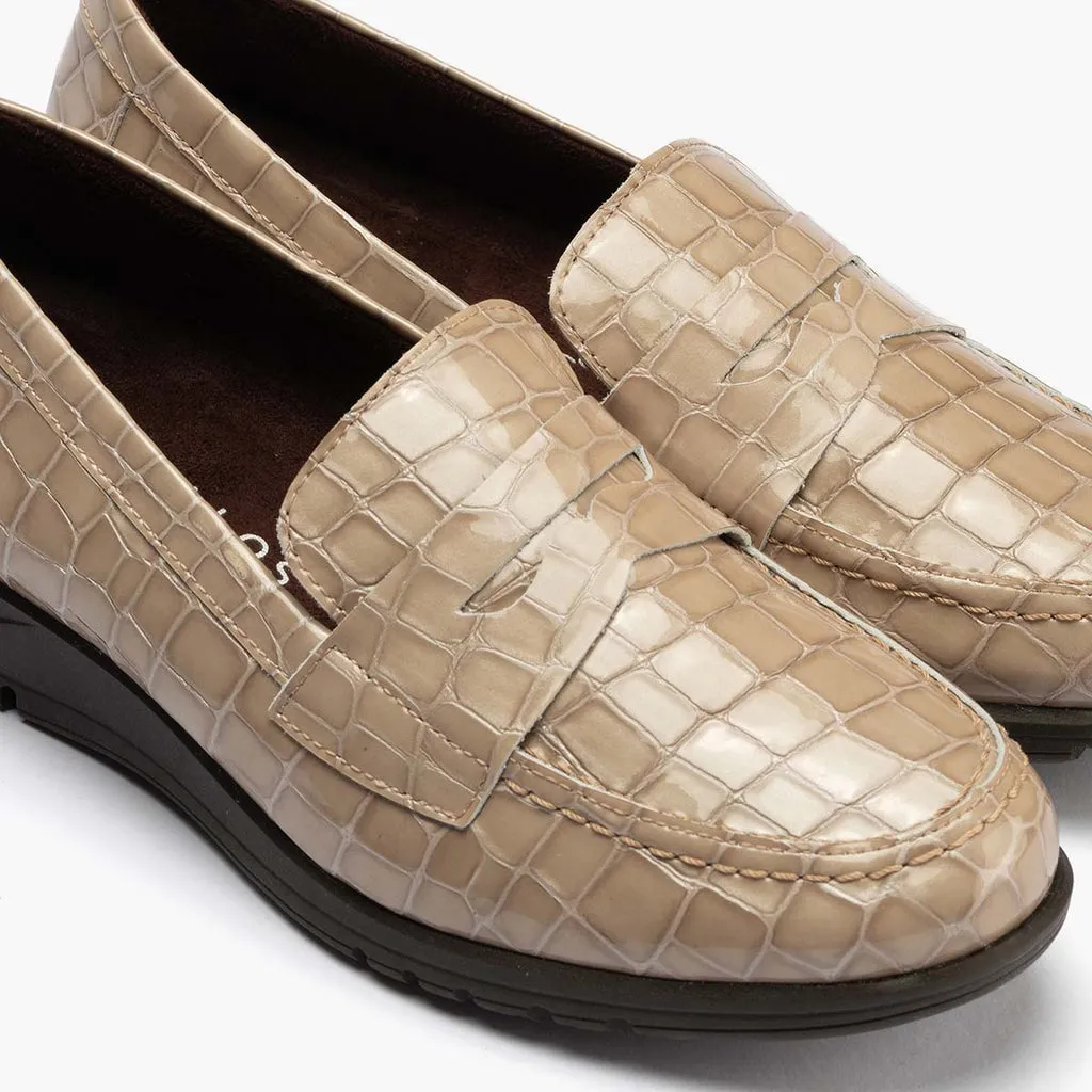 Mocasín en Coco de mujer color piedra