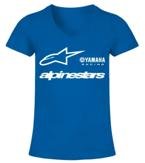 Moto GP Racing Racer Rossi VR46 Yamaha - ALPINESTARS 2 BL Camiseta cuello pico Mujer