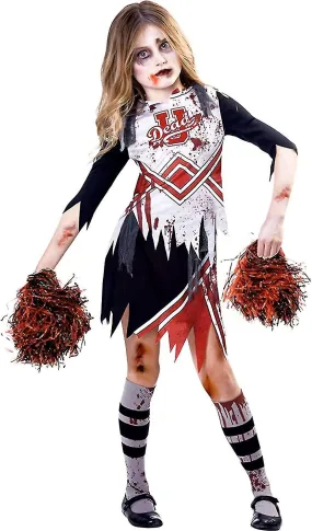Niños Zombie Cheerleader Fancy Dress Disfraz de Halloween High School Girls Kids Outfit
