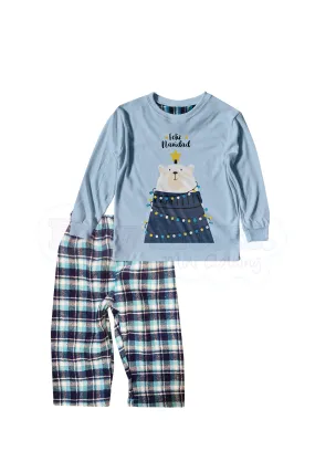 Pijama Franela 2 a 10 Aos. Oso Feliz Navidad