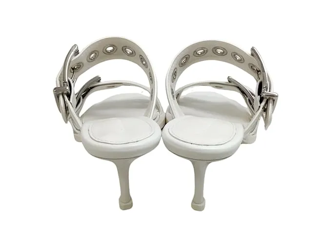 Sandalias blancas con tira y hebilla de cuero de Alexander McQueen Blanco 