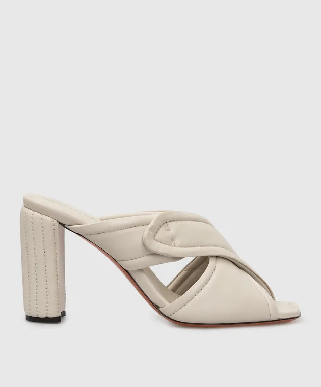 Santoni Beige leather mules