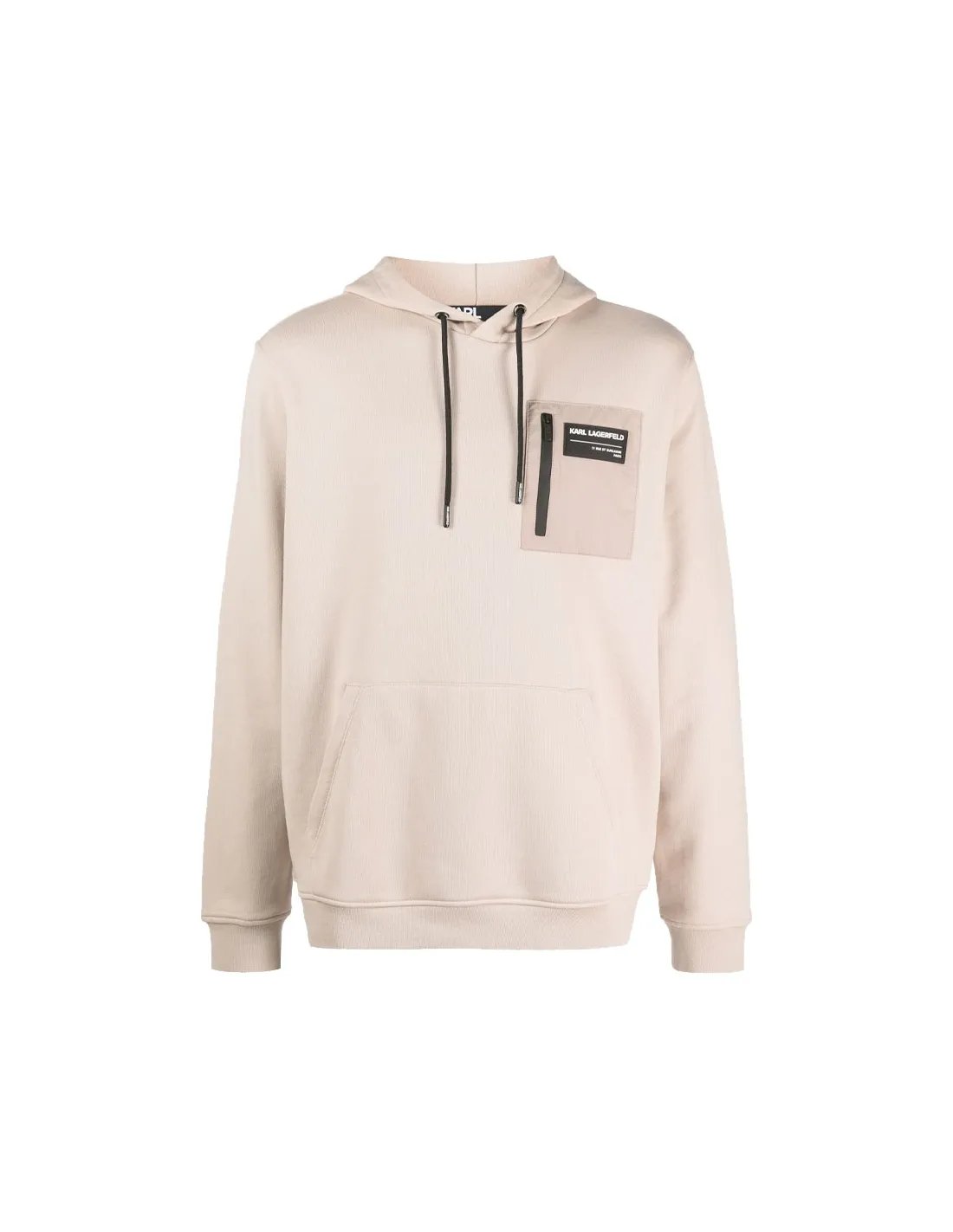 Sudadera beige con bolsillo logo en pecho