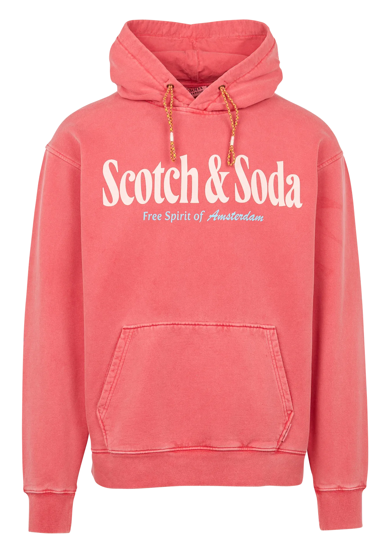 Sudadera de algodón serigrafiada con capucha en naranja