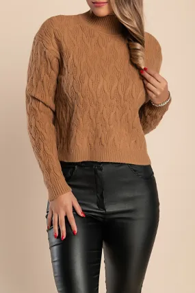 Suéter de cuello alto, camello