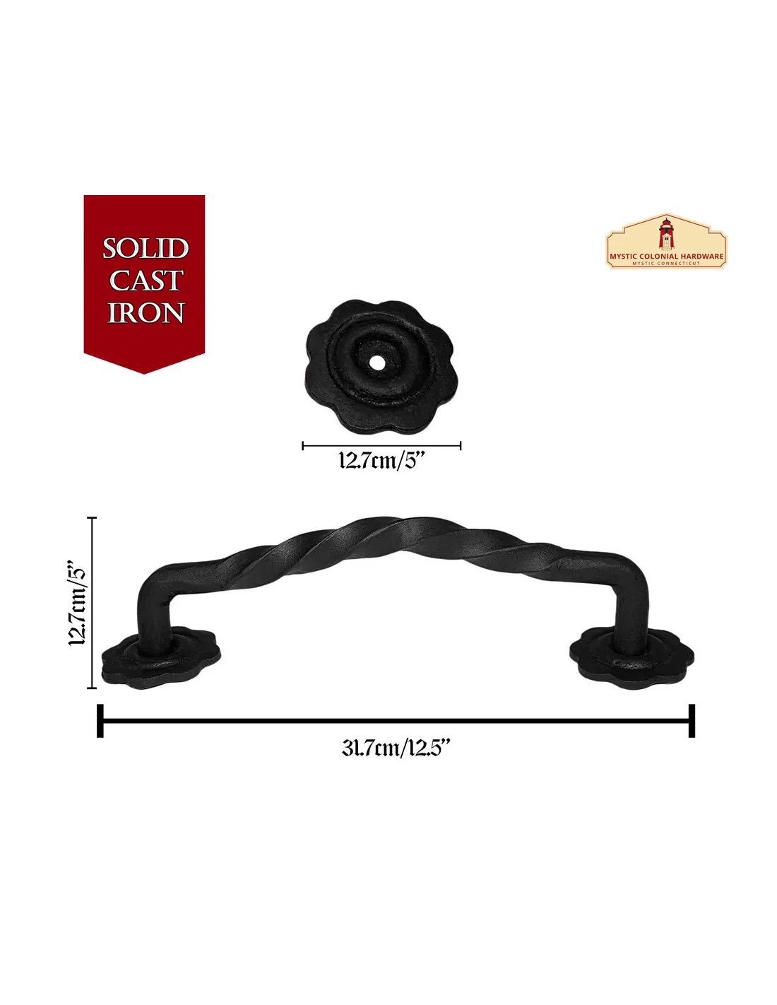 Tirador hierro puerta medieval modelo trenzado ( 31,7 cm )