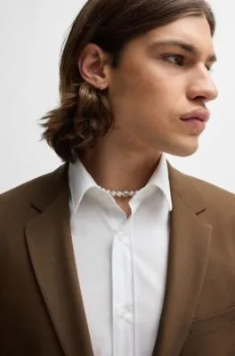 Traje slim fit de sarga elástica