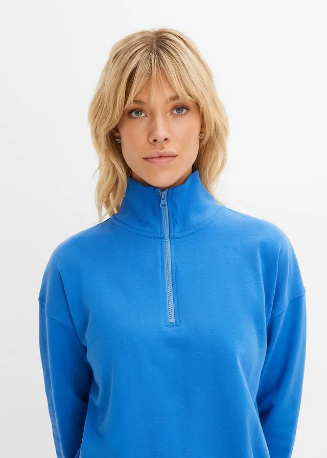 Vestido tipo sudadera Azul glaciar-blanco estampado