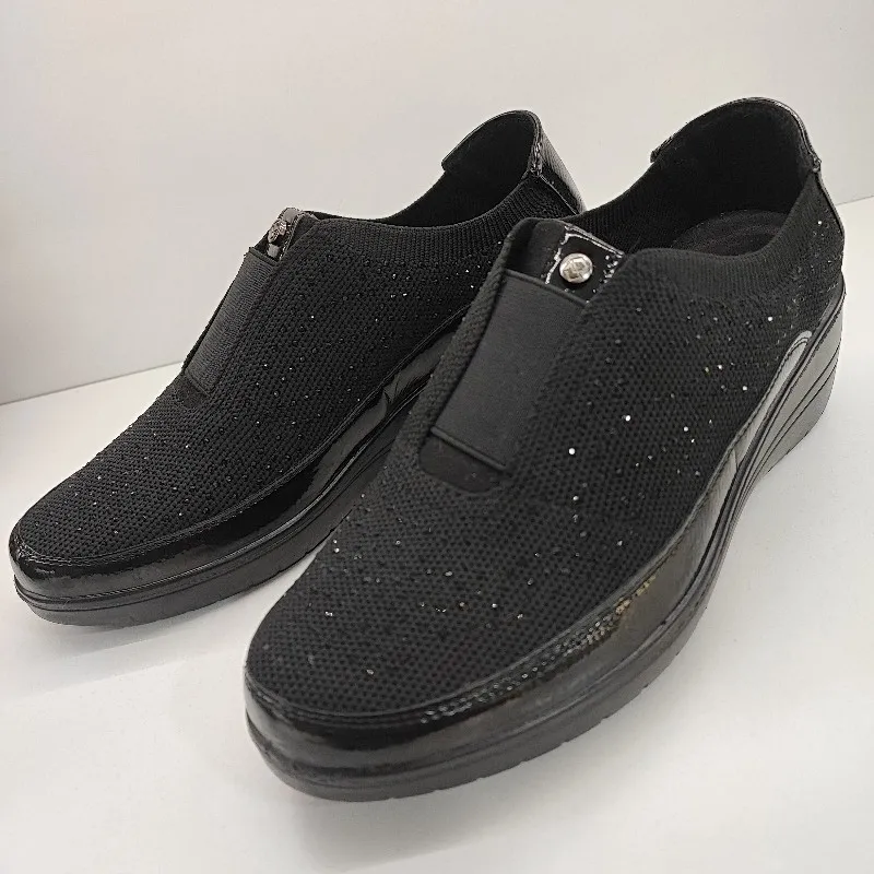 ZAPATO MYSOFT CALCETIN ELASTICO GOMA SUPERIOR BRILLOS NEGRO